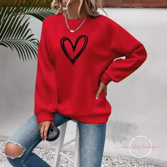 Simple Love Sweatshirt in Red - Alies Bling Bar