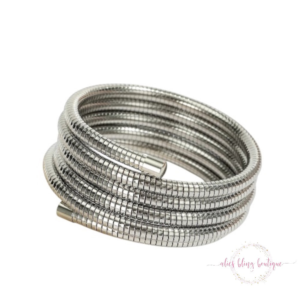 Spiral Elegance Bracelet in Silver - Alies Bling Bar