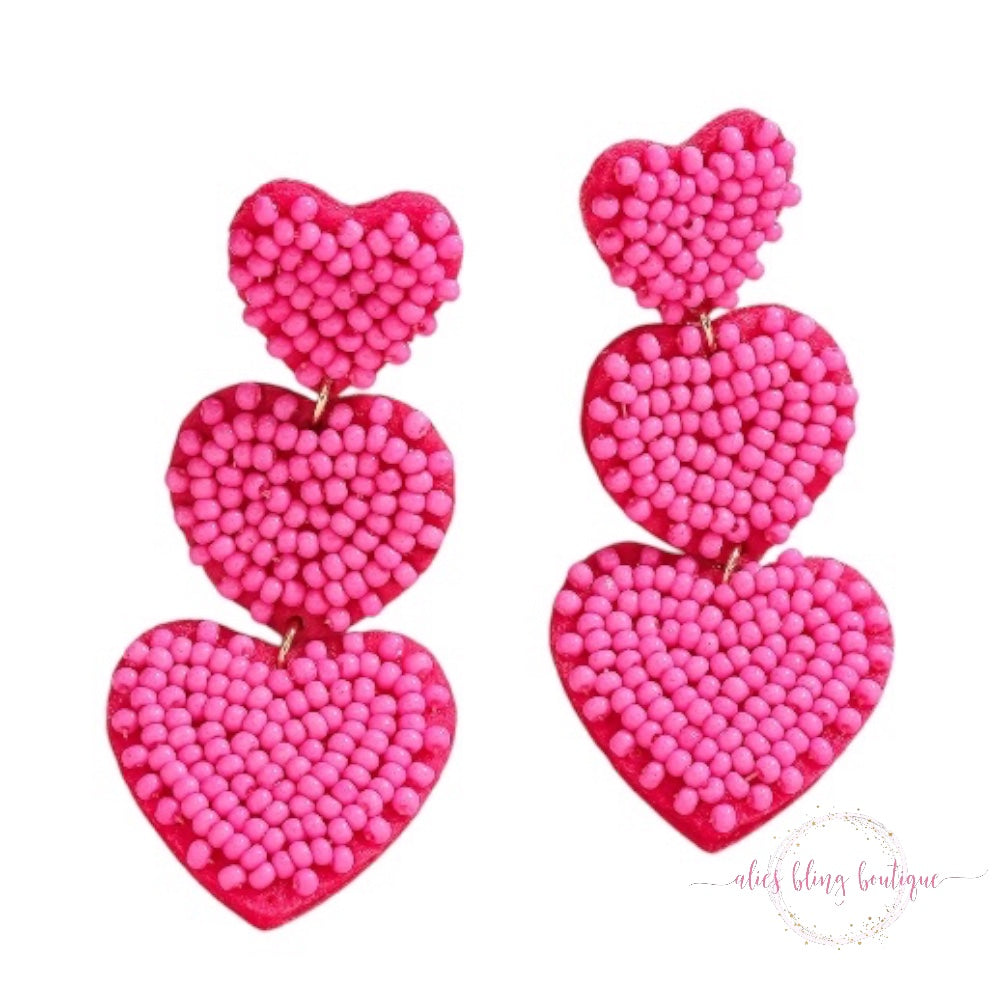 Love Cascade Pink Bead Earrings - Alies Bling Bar