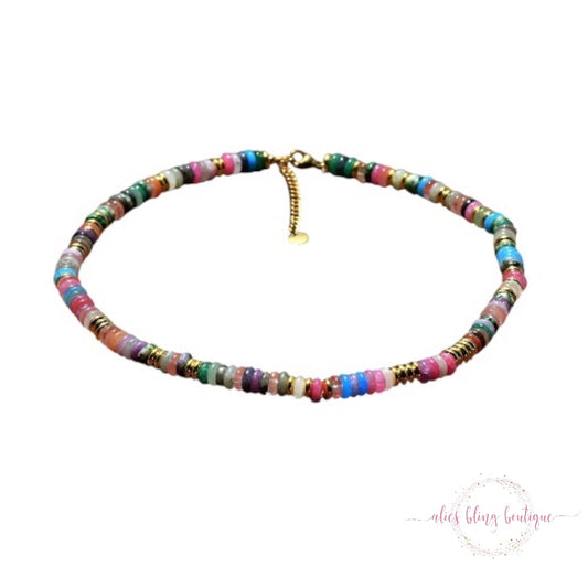 Boho Escape Semi Precious Stone Necklace in Multi - Alies Bling Bar