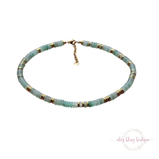 Boho Escape Semi Precious Stone Necklace in Green Aventurine - Alies Bling Bar