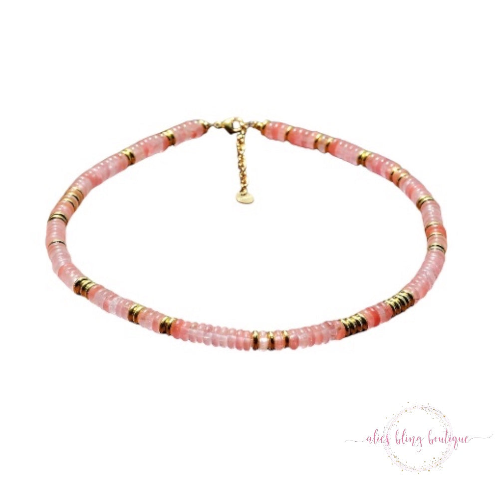 Boho Escape Semi Precious Stone Necklace in Cherry - Alies Bling Bar