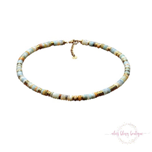 Boho Escape Semi Precious Stone Necklace in Amazon Stone - Alies Bling Bar