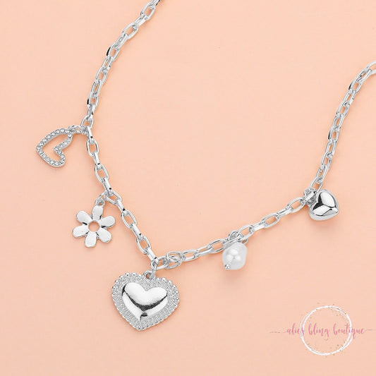 Love Blossoms Necklace in Silver - Alies Bling Bar