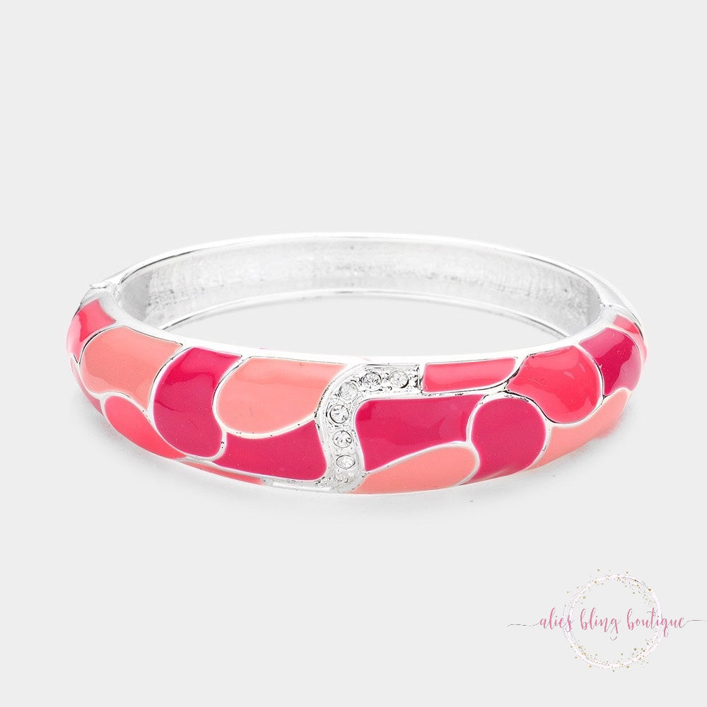 Power Play - Pink Hinged Bracelet - Alies Bling Bar