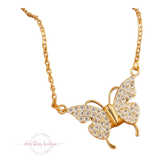 Butterfly Dream Necklace In Gold - Alies Bling Bar