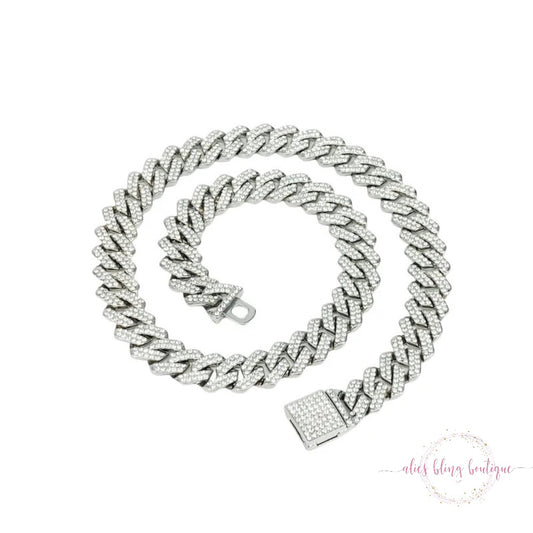 Shine Bright - White Chain Necklace in Silver - Alies Bling Bar