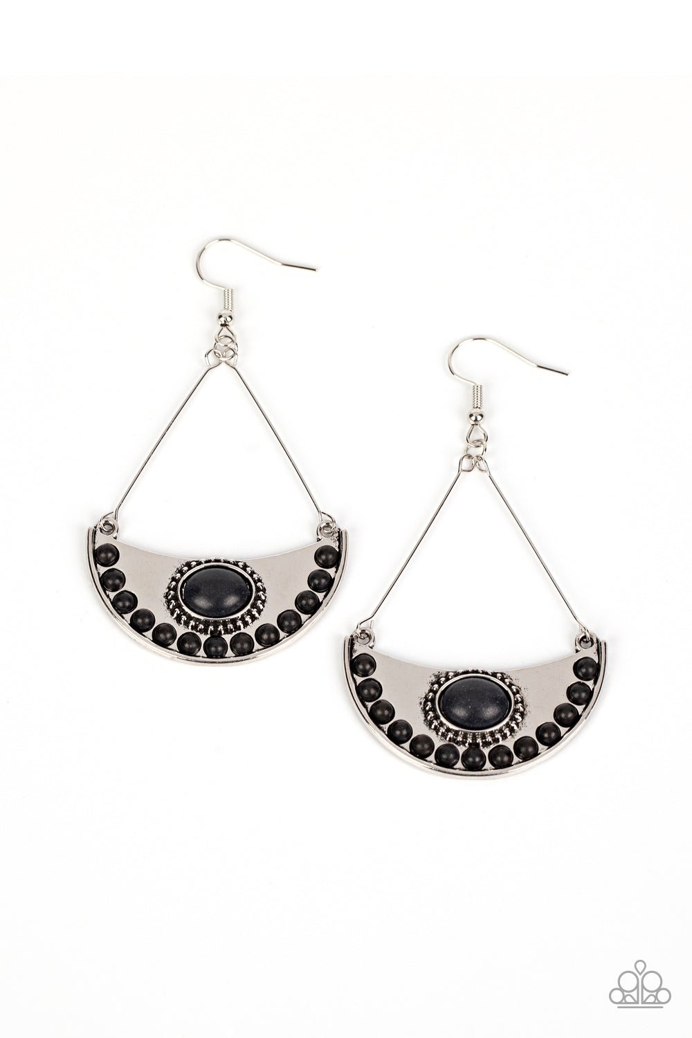 Canyon Canoe Ride - Black Earrings - Paparazzi Accessories - Alies Bling Bar