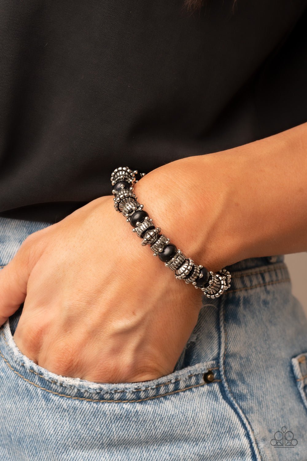 Canyon Crusher - Black Bracelet -Paparazzi Accessories - Alies Bling Bar