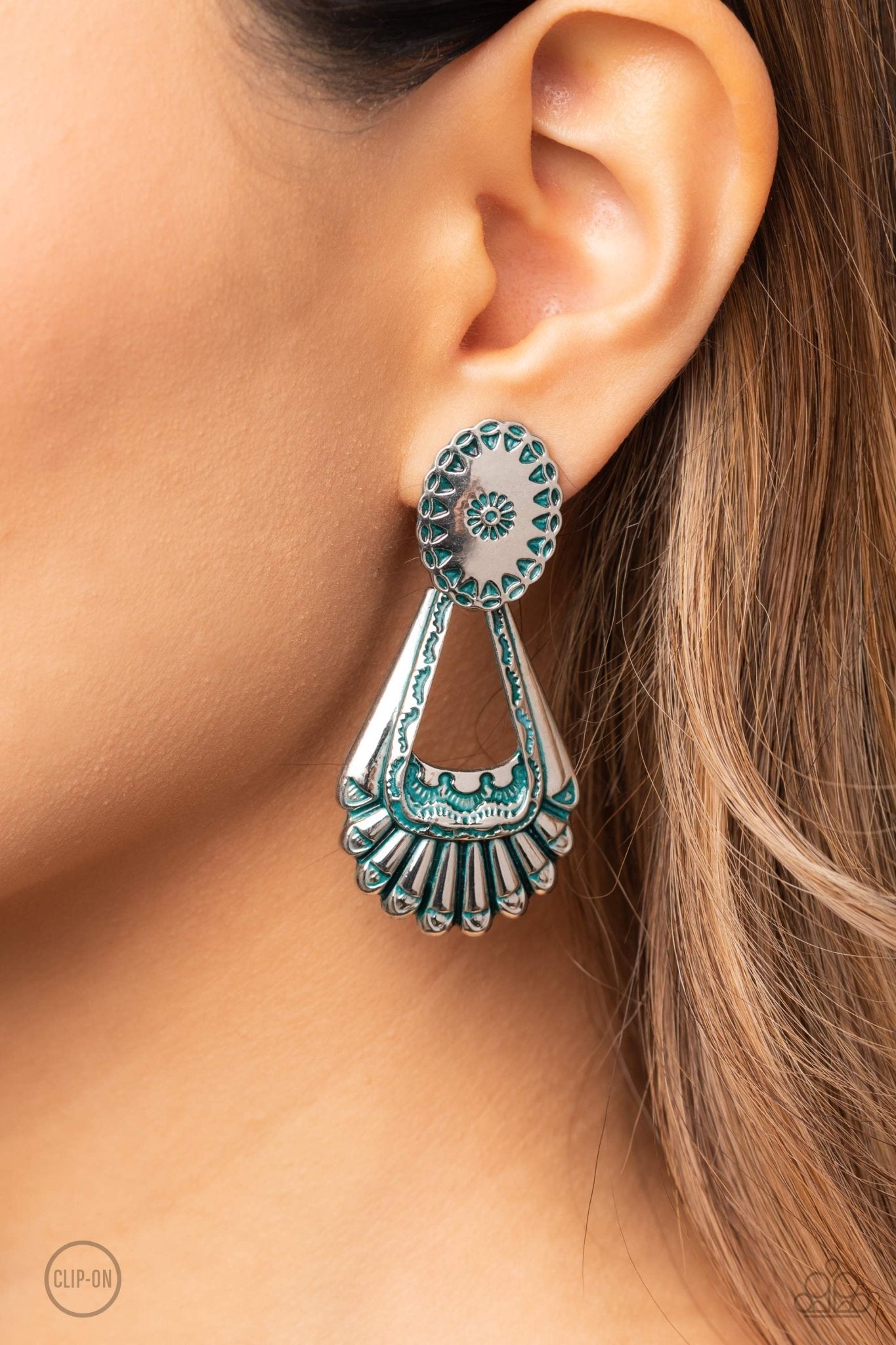 Casablanca Chandeliers - Blue Clip On Earring - Paparazzi Accessories - Alies Bling Bar