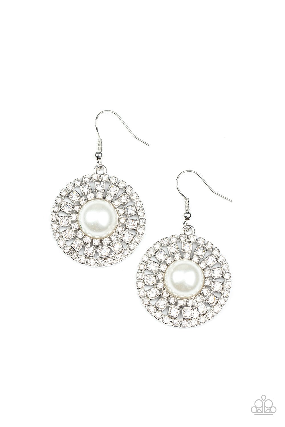 Century Classic - White Earrings - Paparazzi Accessories - Alies Bling Bar