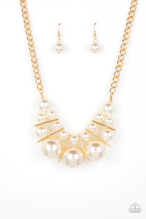 Challenge Accepted - White/Gold Necklace - Paparazzi Accessories - Alies Bling Bar