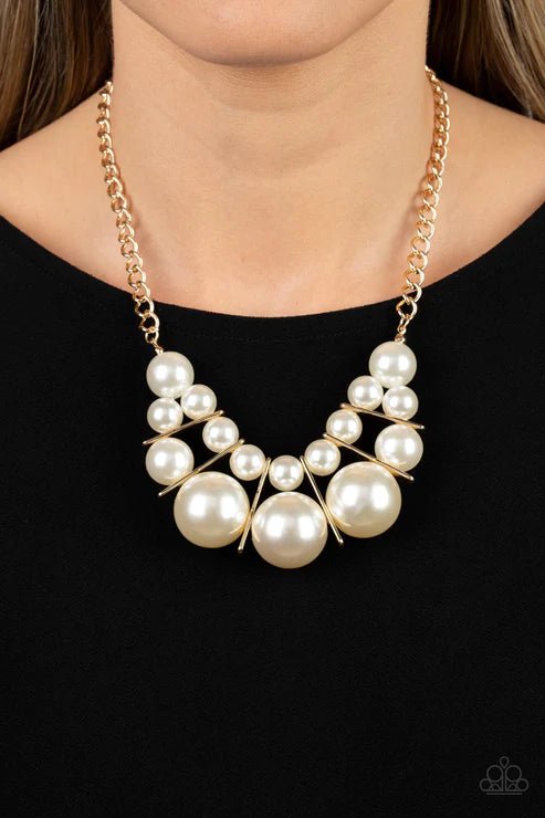 Challenge Accepted - White/Gold Necklace - Paparazzi Accessories - Alies Bling Bar