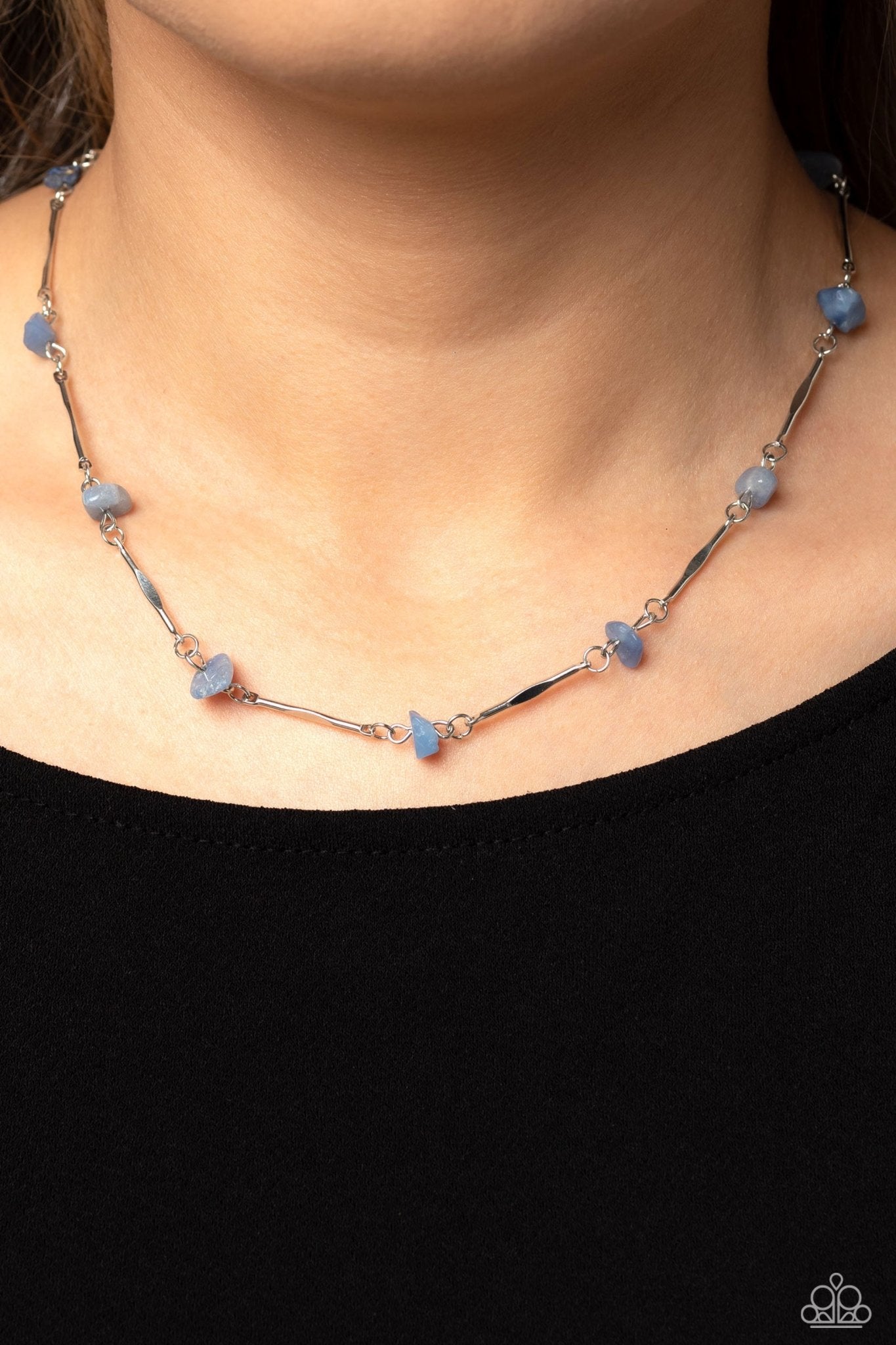 Chiseled Construction - Blue Necklace - Paparazzi Accessories - Alies Bling Bar