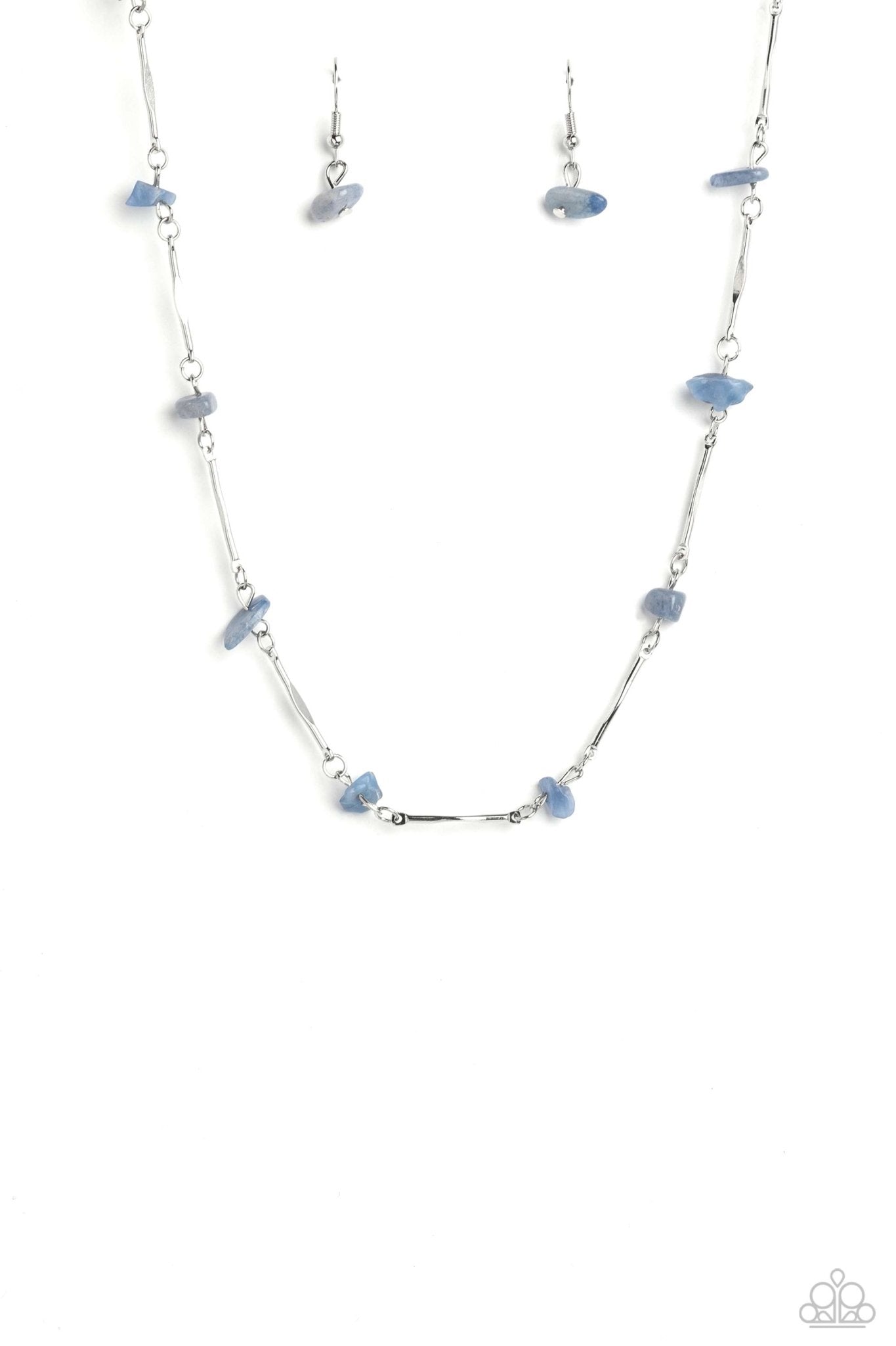 Chiseled Construction - Blue Necklace - Paparazzi Accessories - Alies Bling Bar