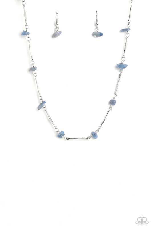 Chiseled Construction - Blue Necklace - Paparazzi Accessories - Alies Bling Bar