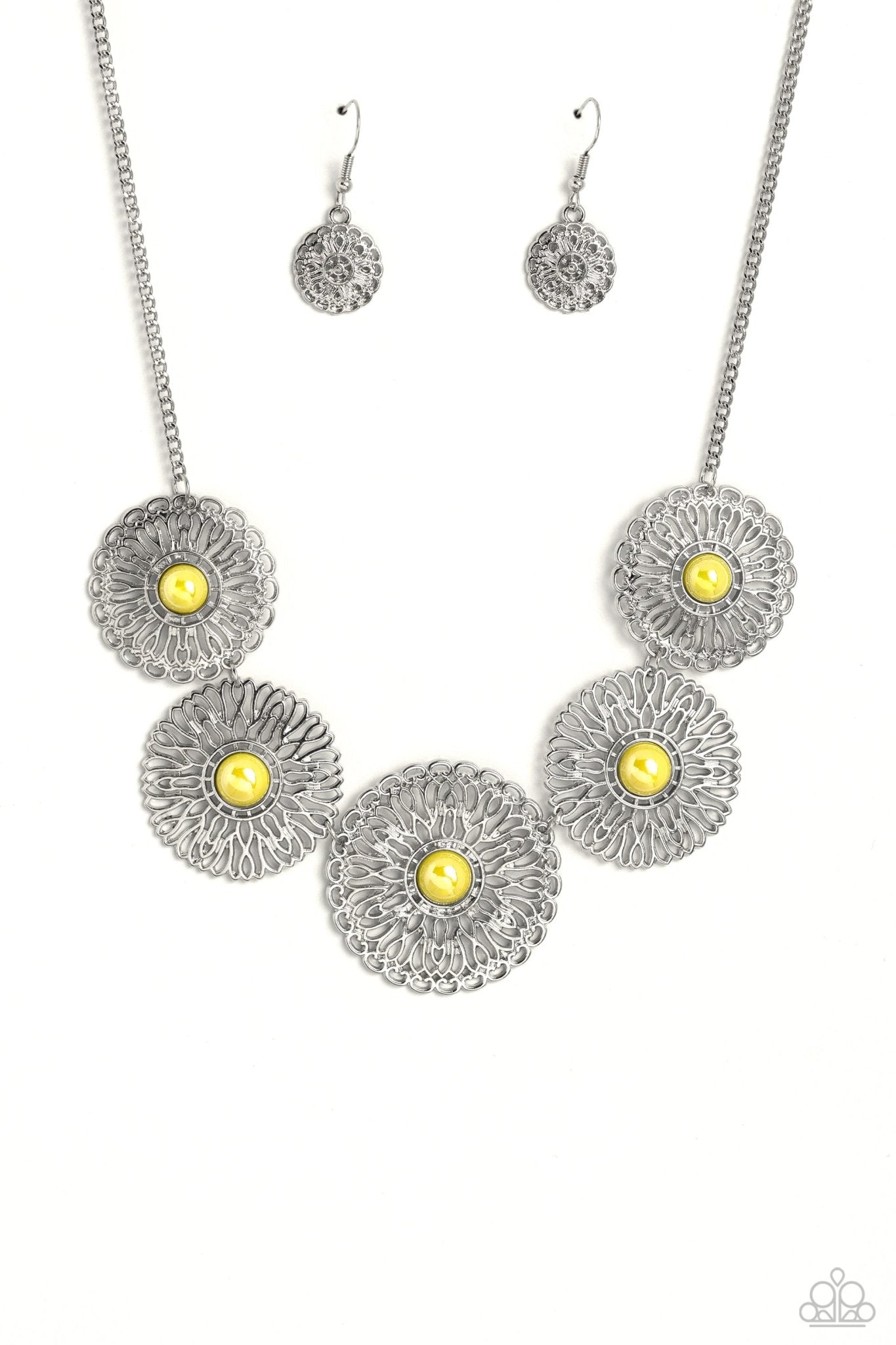 Chrysanthemum Craze - Yellow Necklace - Paparazzi Accessories - Alies Bling Bar