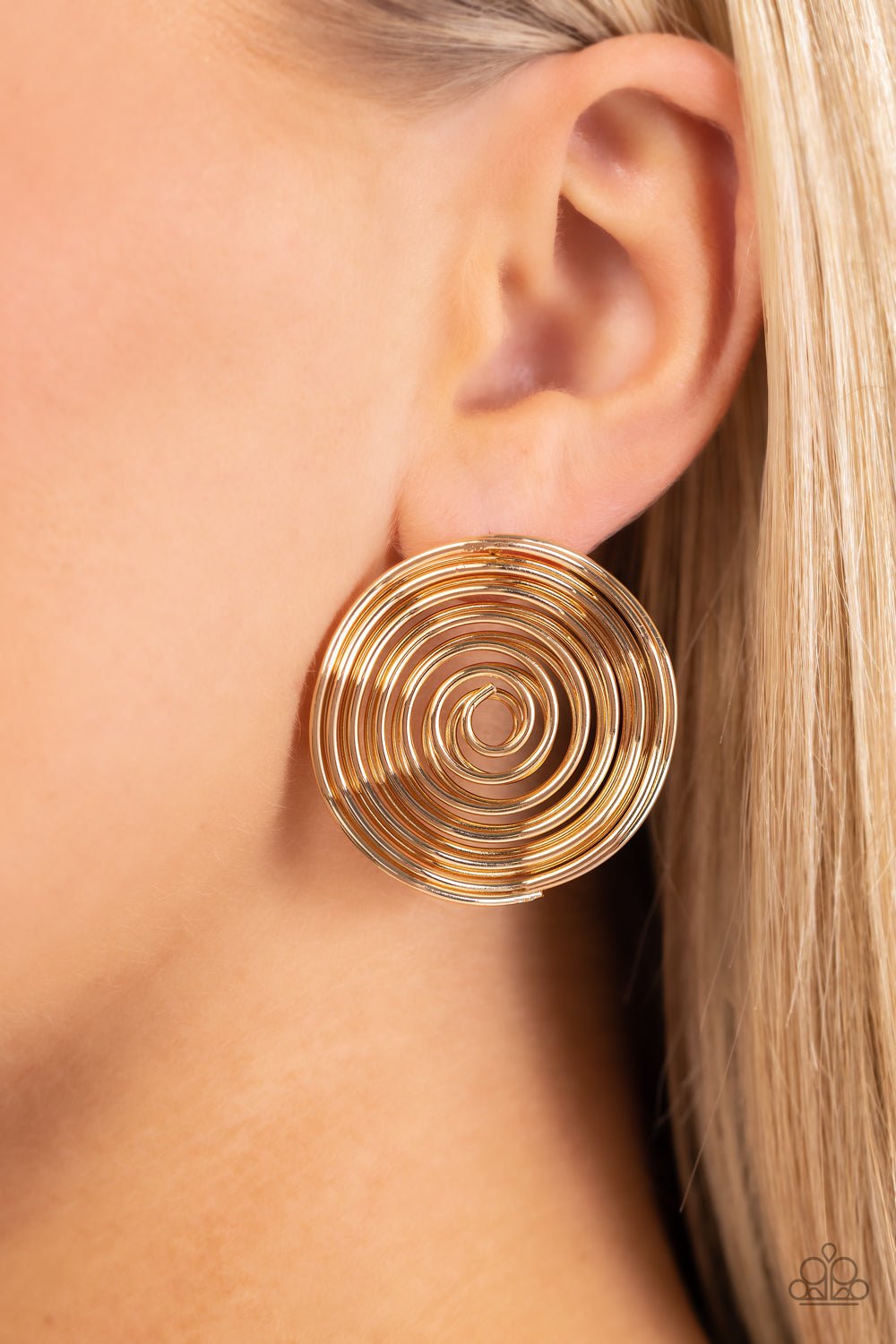 COIL Over - Gold Earrings - Paparazzi Accessories - Alies Bling Bar