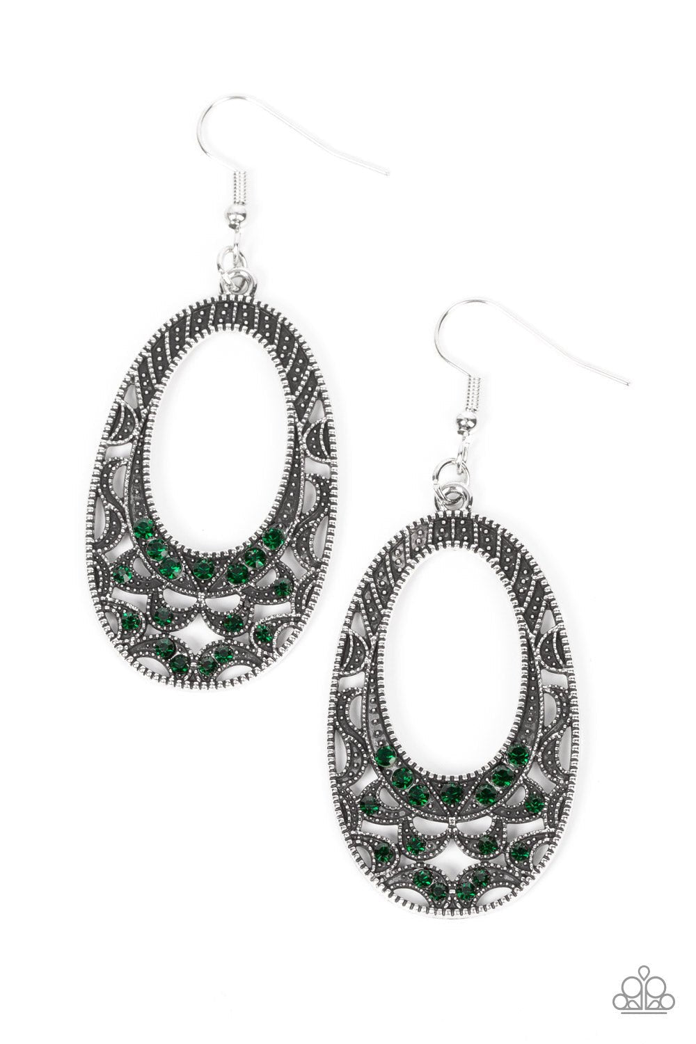 Colorfully Moon Child - Green Earrings - Paparazzi Accessories - Alies Bling Bar