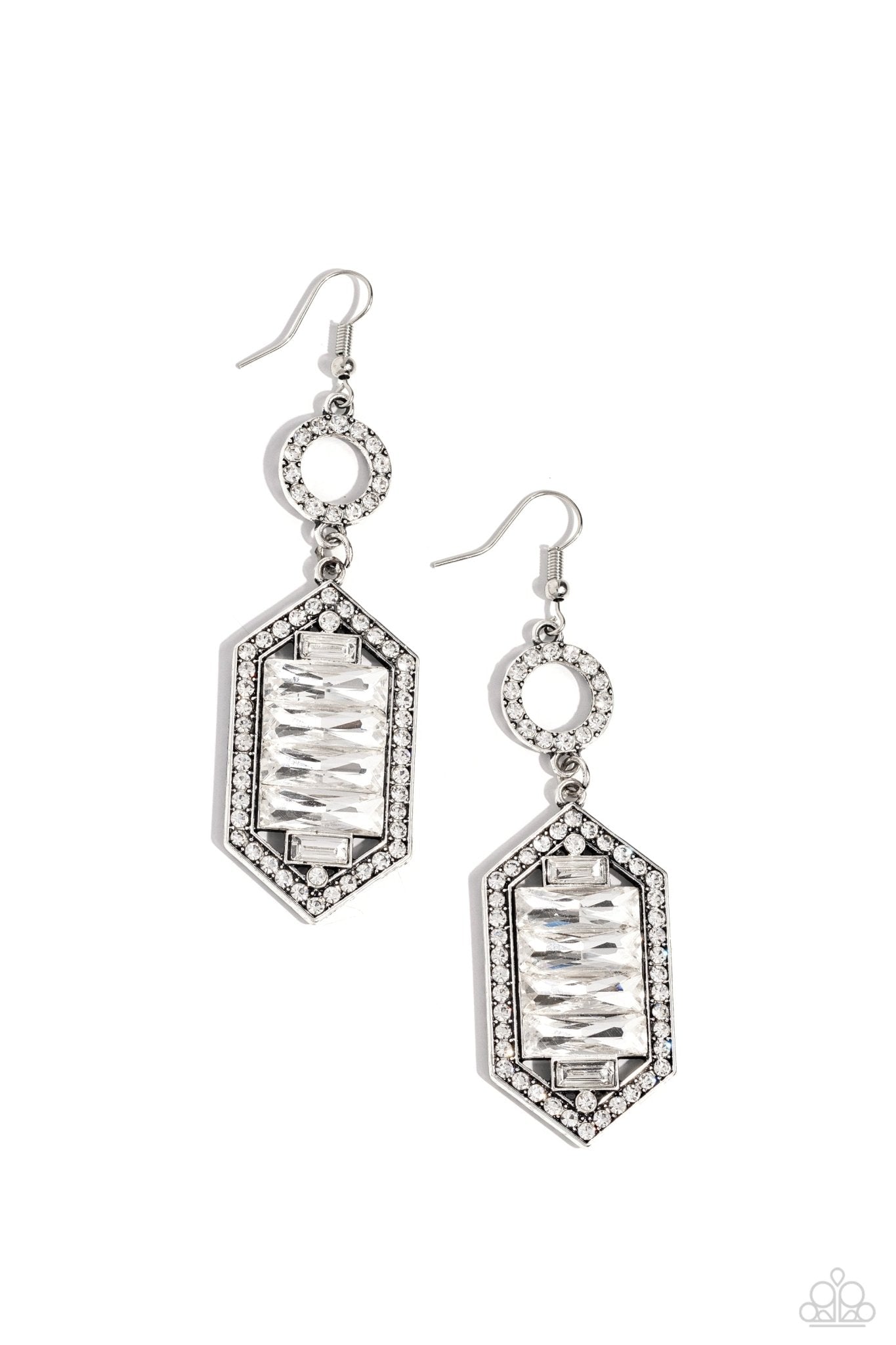 Combustible Craving - White Earrings - Paparazzi Accessories - Alies Bling Bar