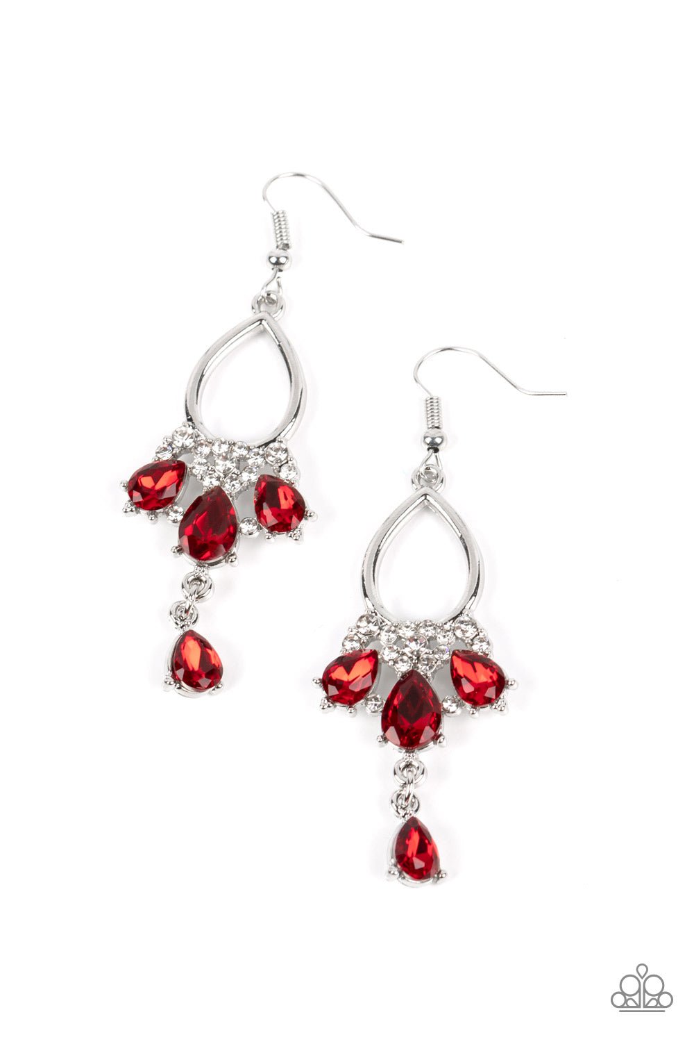 Coming in Clutch - Red Earrings - Paparazzi Accessories - Alies Bling Bar