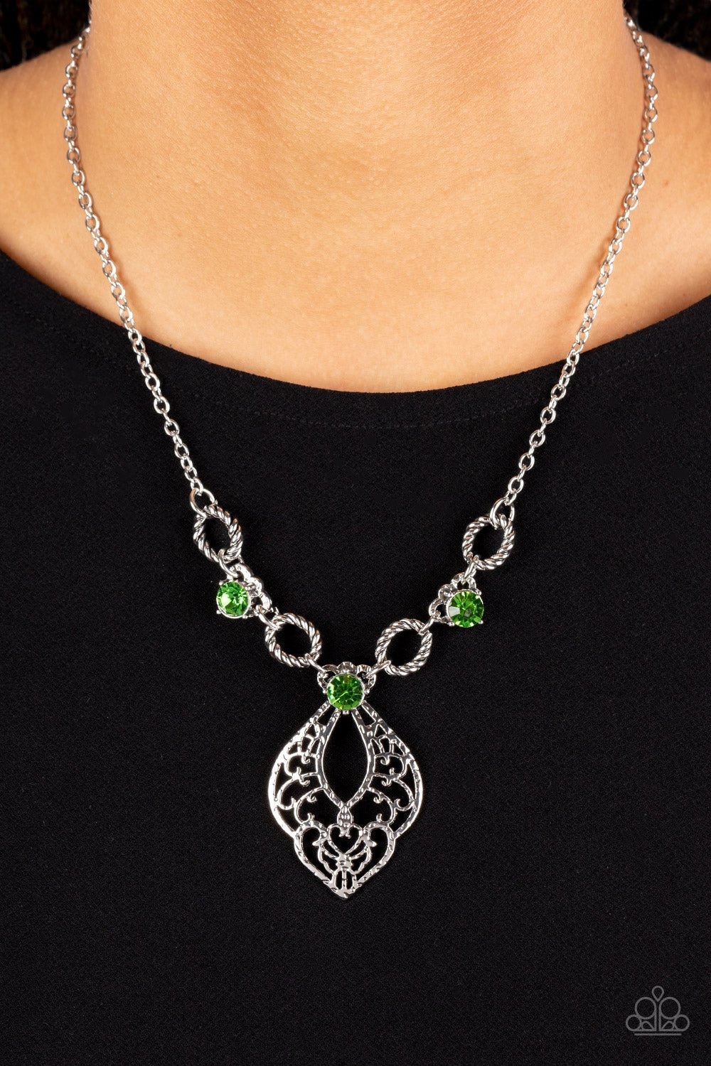 Contemporary Connections - Green Necklace - Paparazzi Accessories - Alies Bling Bar