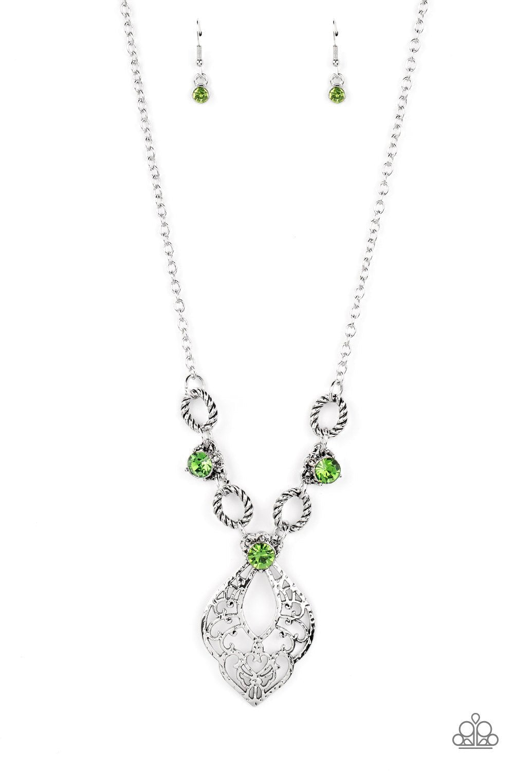 Contemporary Connections - Green Necklace - Paparazzi Accessories - Alies Bling Bar