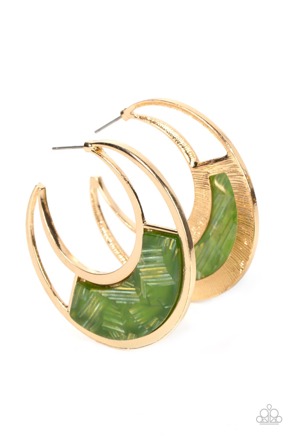 Contemporary Curves - Green Earrings - Paparazzi Accessories - Alies Bling Bar