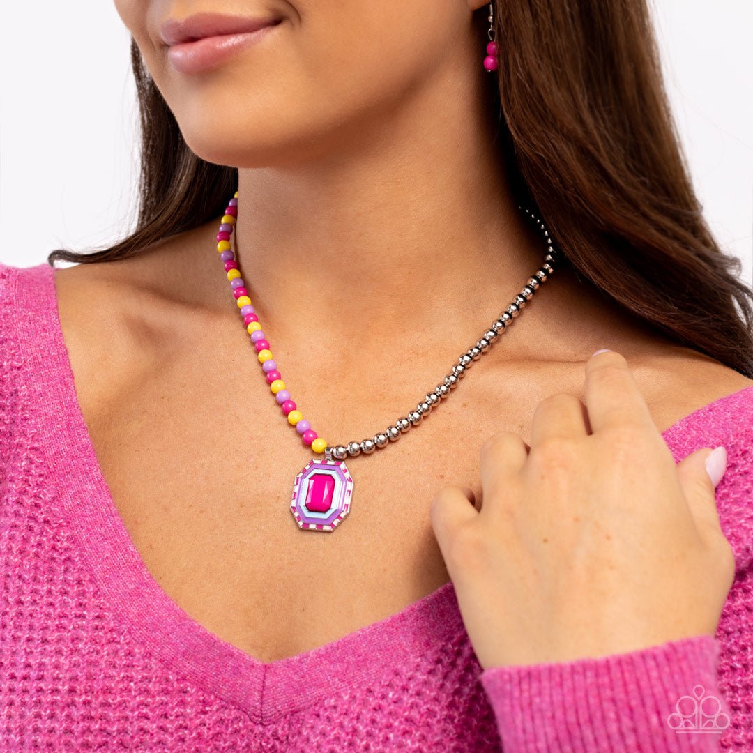 Contrasting Candy - Multi Necklace- Paparazzi Accessories - Alies Bling Bar