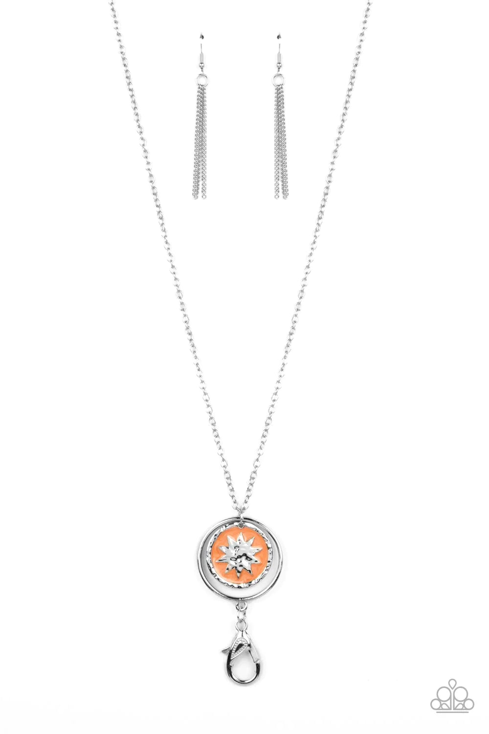 Cretian Crest - Orange Lanyard - Paparazzi Accessories - Alies Bling Bar