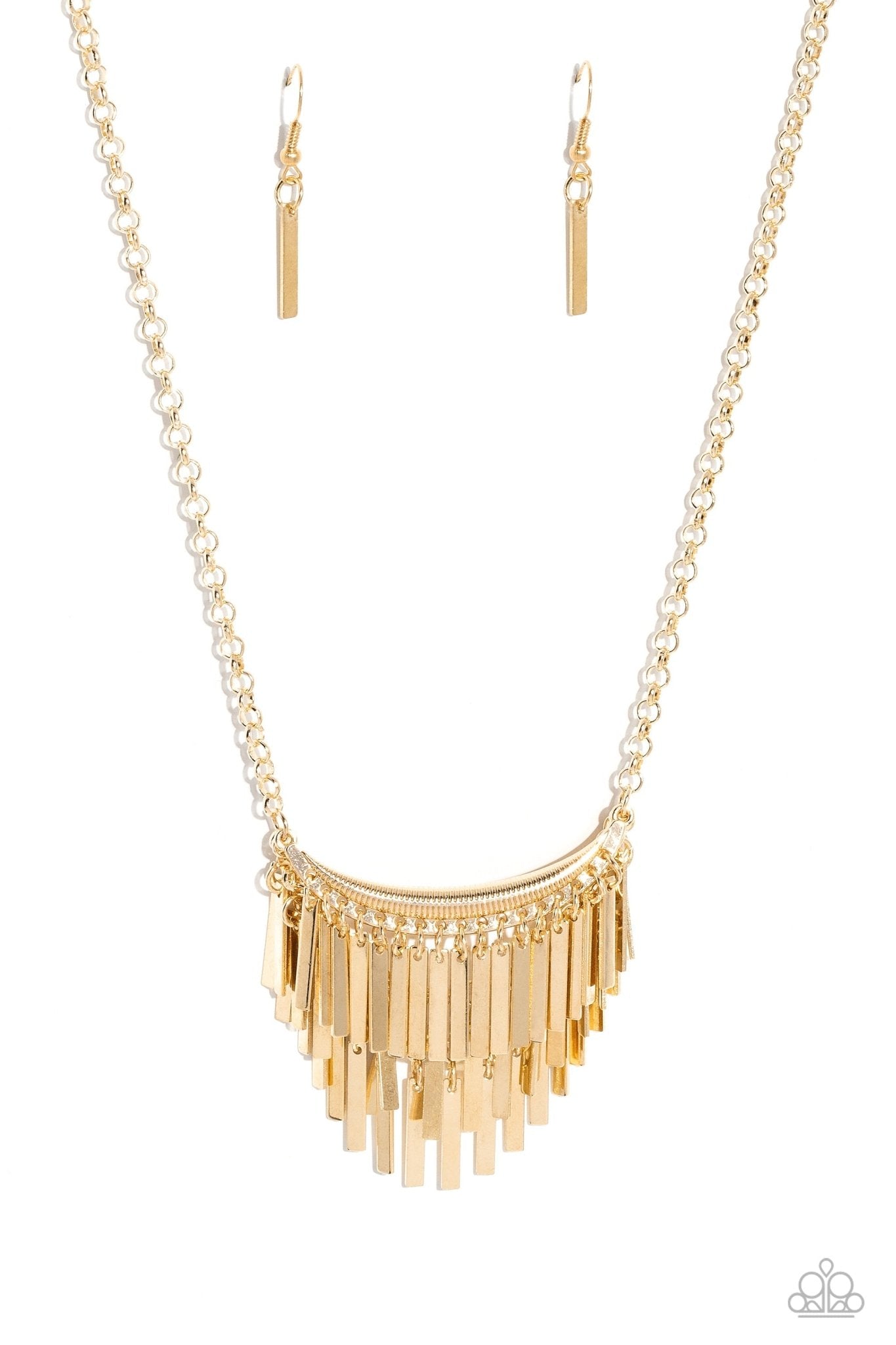 Cue the Chandelier - Gold Necklace - Paparazzi Accessories - Alies Bling Bar