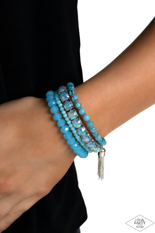 Day Trip Trinket - Blue Bracelet - Paparazzi Accessories - Alies Bling Bar