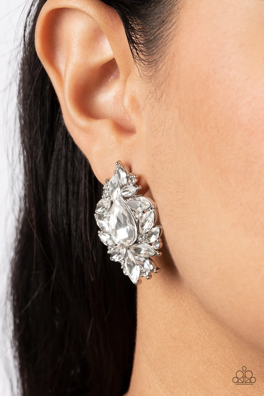 We All Scream for Ice QUEEN - White Earrings - Paparazzi Accessories - Alies Bling Bar