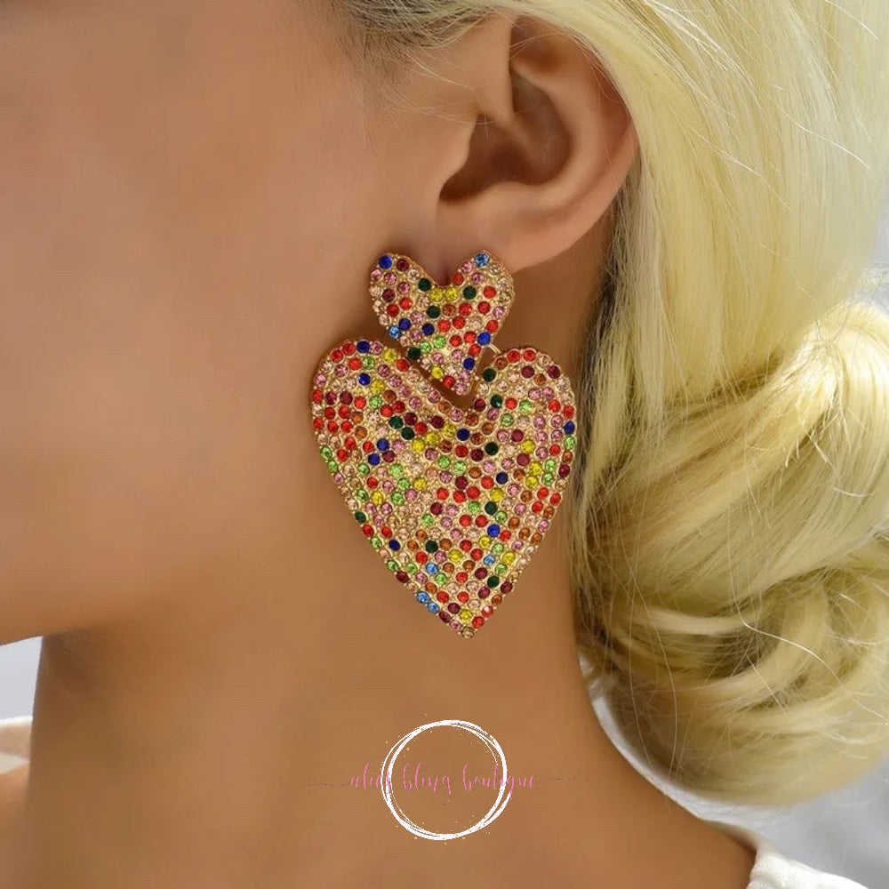 Heart to Heart Earrings in Multi - Alies Bling Bar