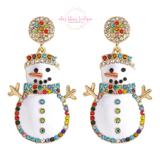 Frosty Friend Snowman - Multi Post Earrings - Alies Bling Bar