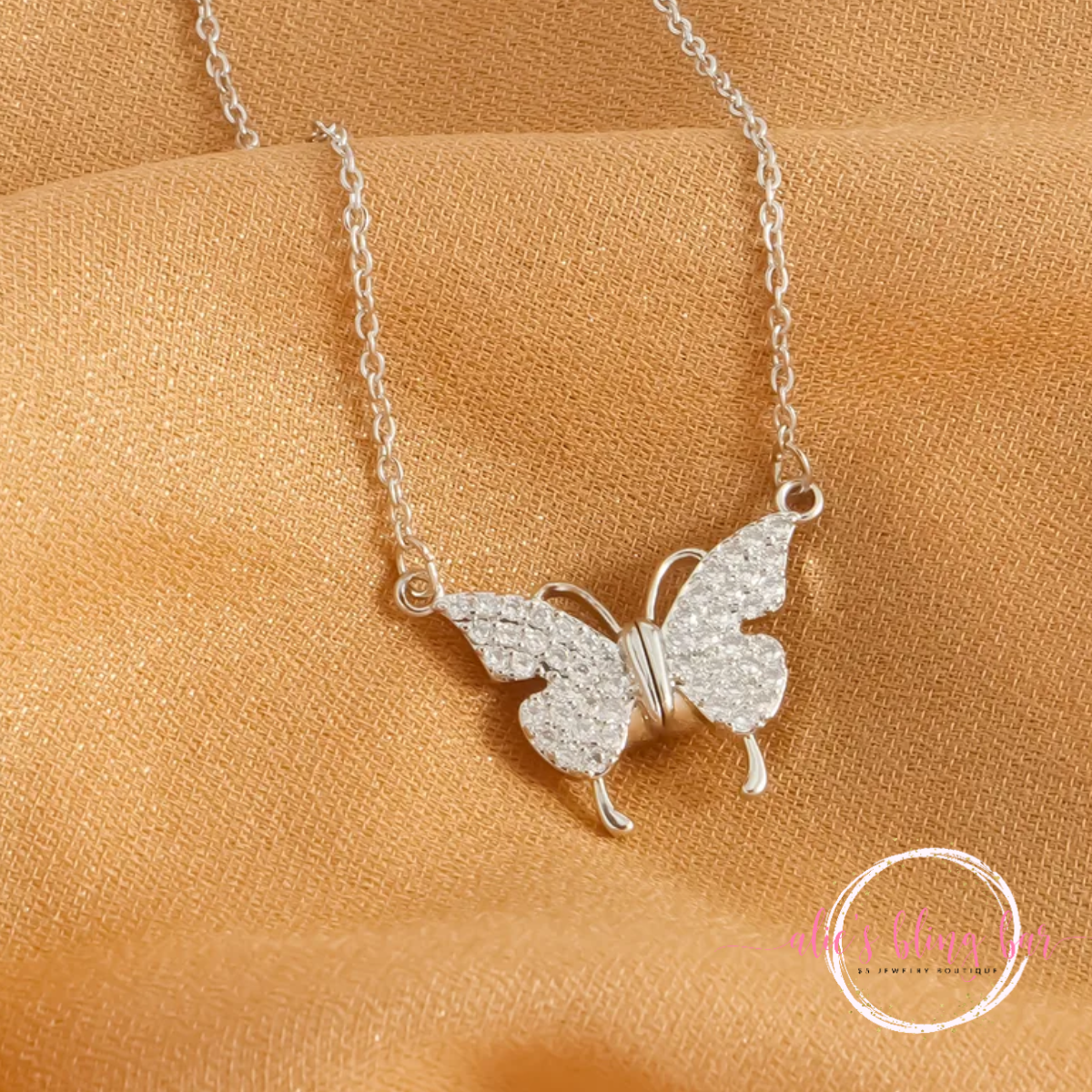 Butterfly Dream Necklace In Silver - Alies Bling Bar