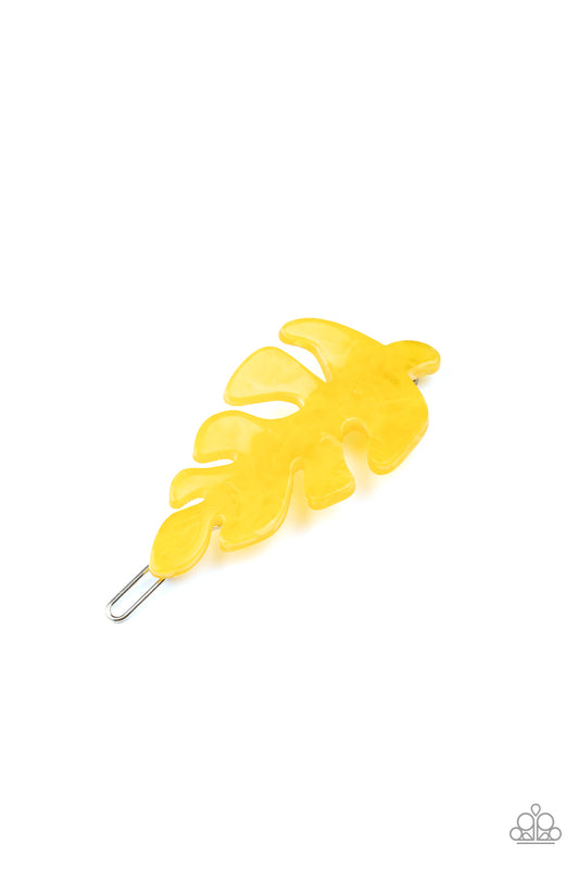 Paparazzi Accessories - LEAF Your Mark - Yellow Hair Clip - Alies Bling Bar