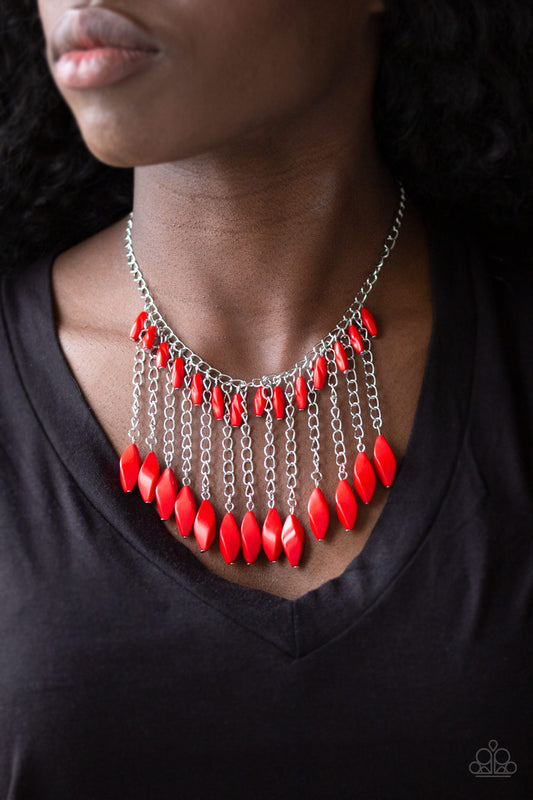 Paparazzi Accessories - Venturous Vibes - Red Necklace - Alies Bling Bar