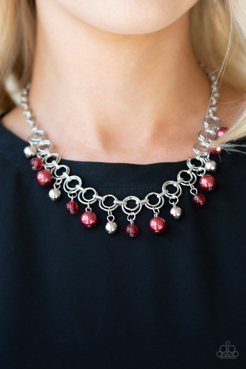 Paparazzi Accessories - Fiercely Fancy - Red Necklace - Alies Bling Bar