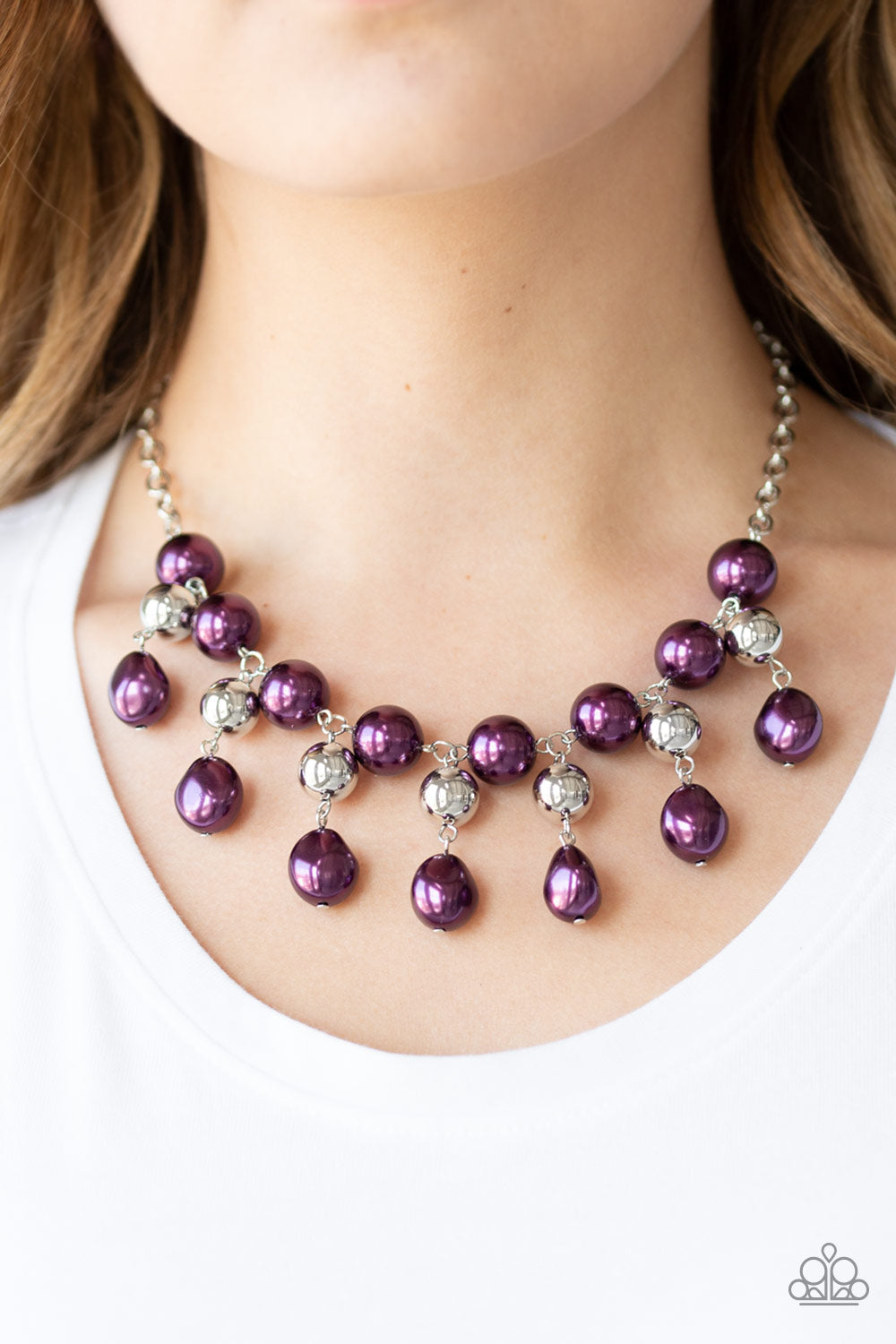 Paparazzi Queen Of The Gala - Purple Pearl Short Necklace - Alies Bling Bar