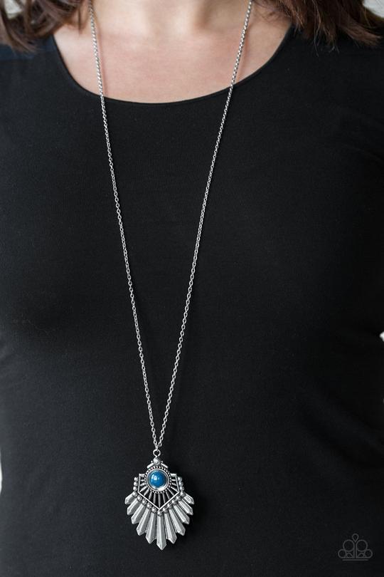 Paparazzi - Inde-PENDANT Idol - Blue & Silver Chain Necklace - Alies Bling Bar