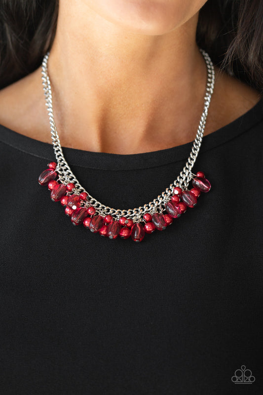 Paparazzi 5th Avenue Flirtation - Red Pearl Necklace - Alies Bling Bar