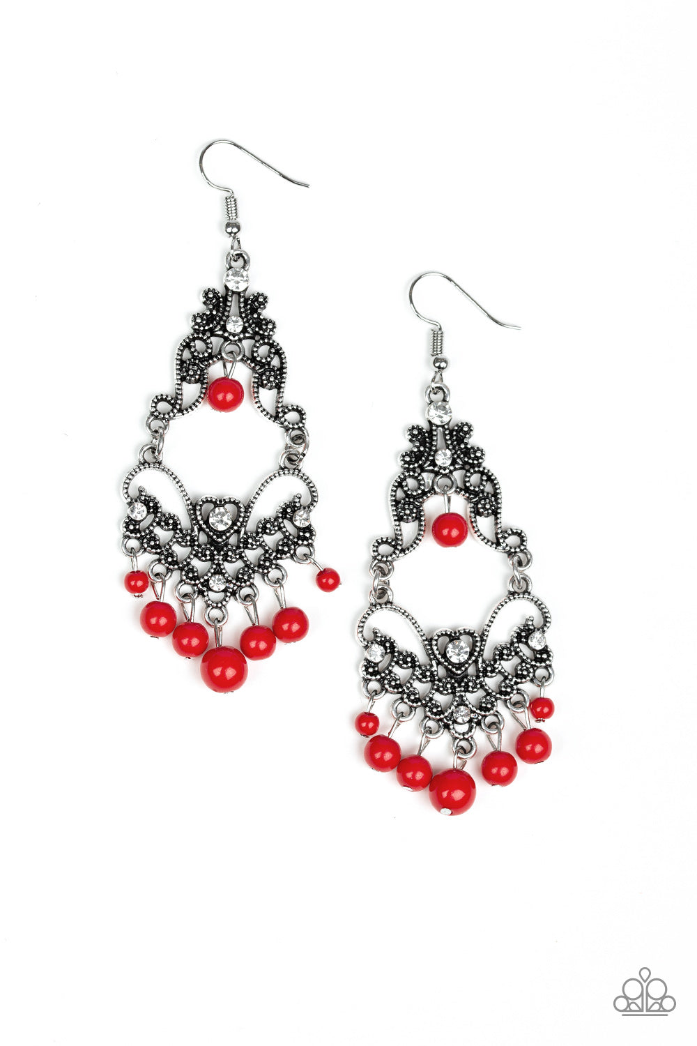 Paparazzi Accessories - Colorfully Cabaret - Red Earrings - Aliesblingbar