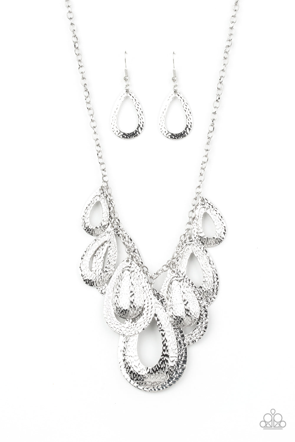 Paparazzi Accessories - Teardrop Tempest - Silver Necklace - Alies Bling Bar