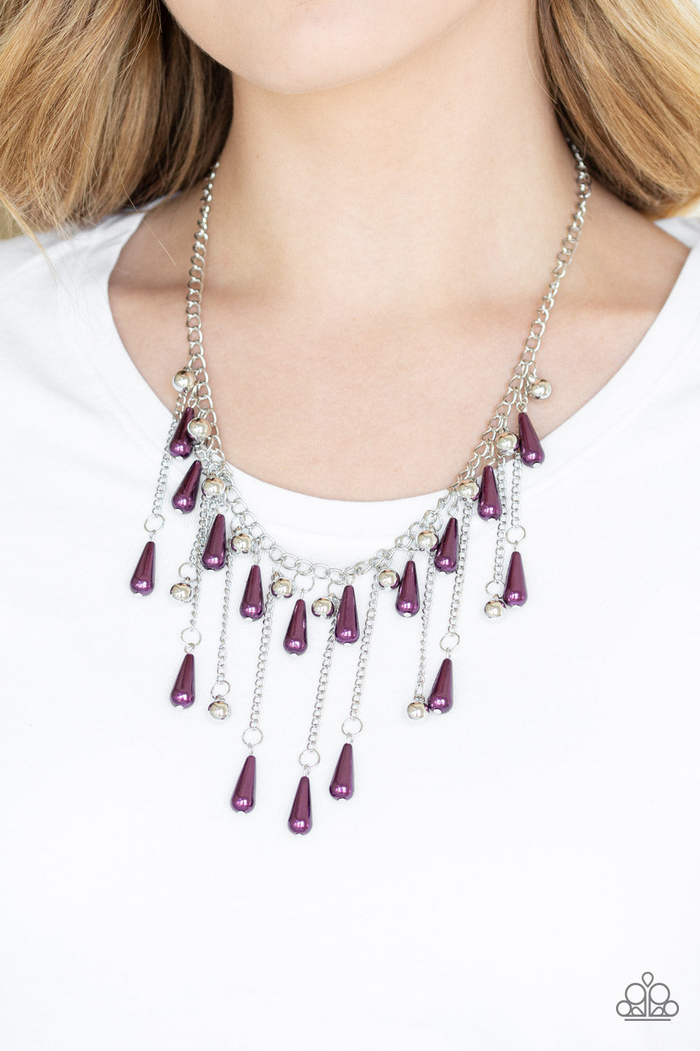 Paparazzi Fleur de Fringe - Purple Pearl Short Necklace - Aliesblingbar