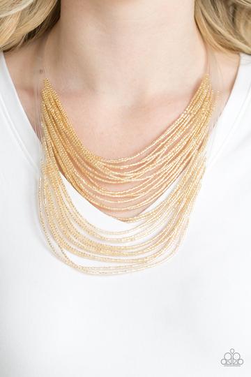 Paparazzi Catwalk Queen - Gold Seed Beads Necklace - Alies Bling Bar