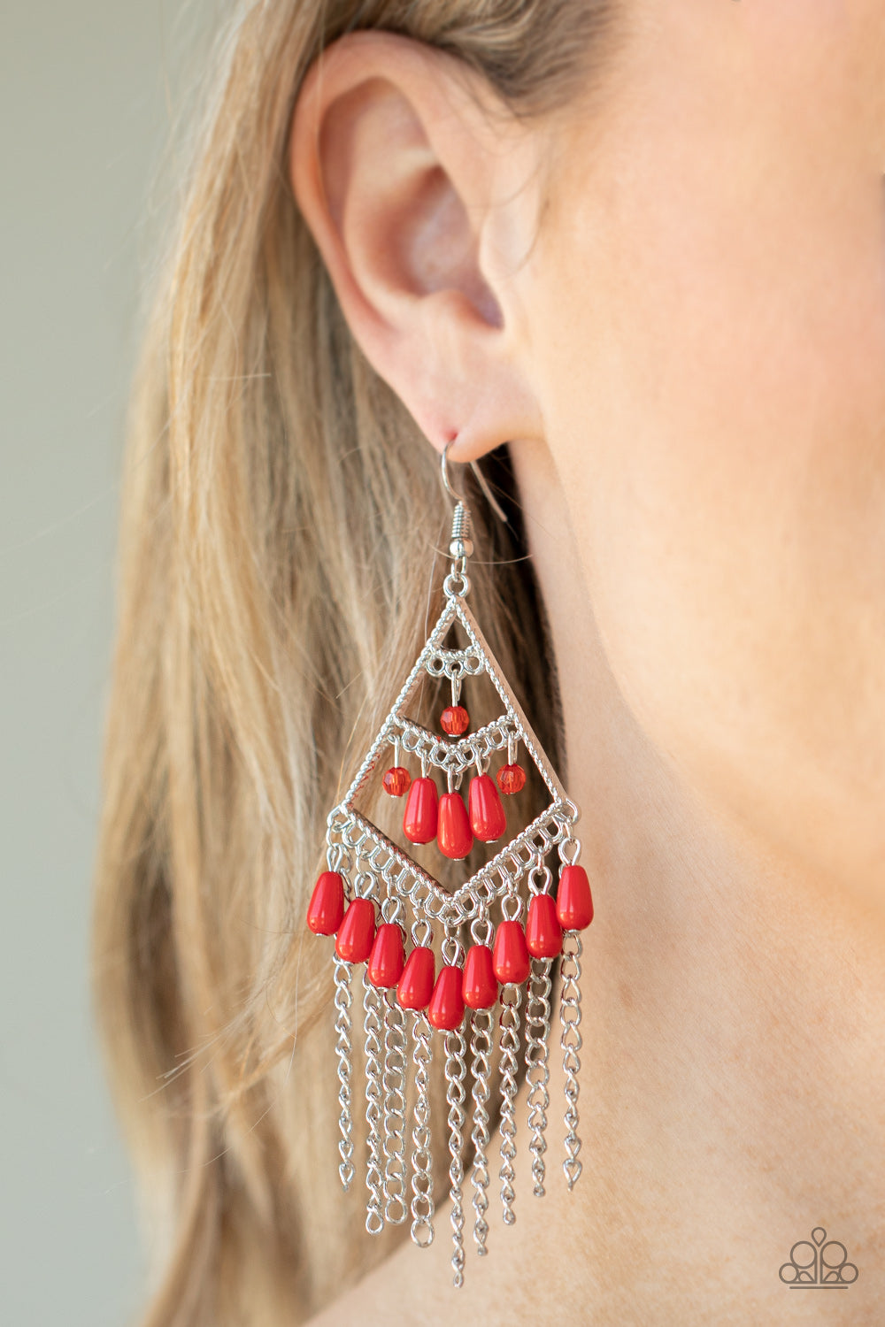 Paparazzi Accessories - Trending Transcendence - Red Earrings - Alies Bling Bar