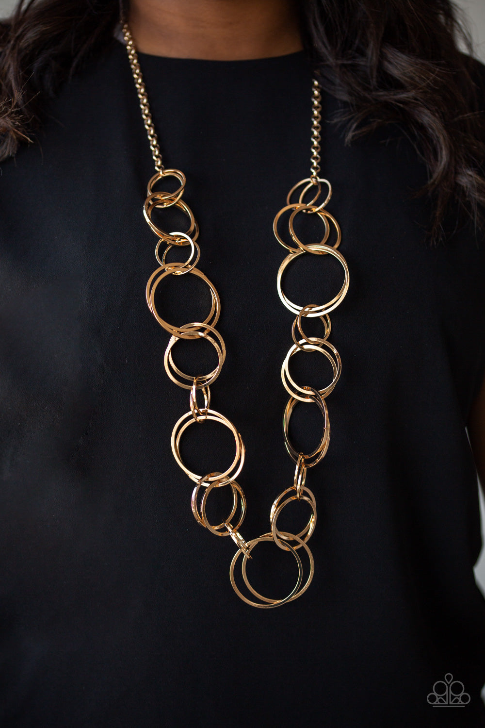 Paparazzi - Natural-Born RINGLEADER - Gold Ring Hoop Necklace - Paparazzi Accessories - Alies Bling Bar