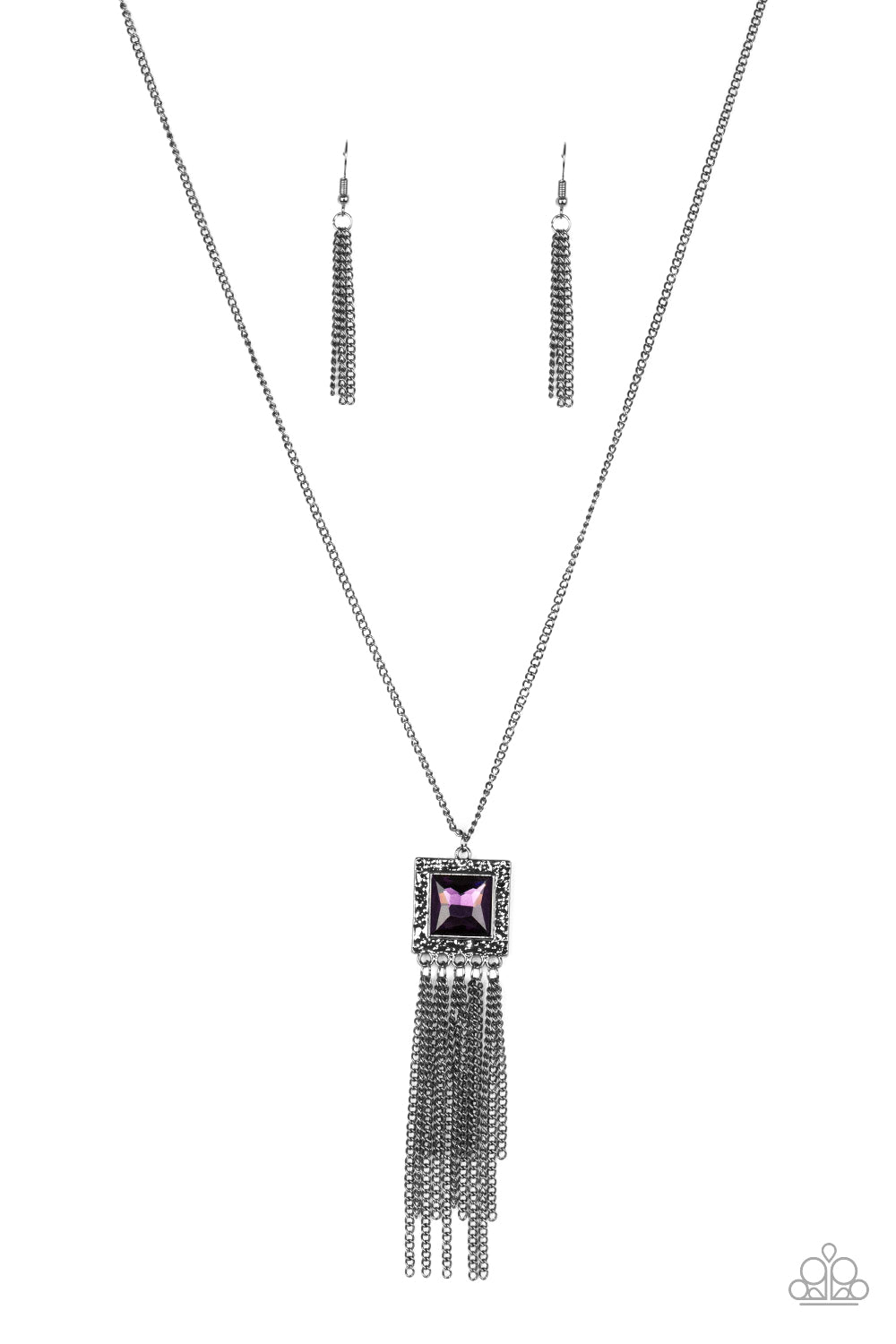Paparazzi Shimmer Sensei - Purple Gem Gunmetal Necklace - Aliesblingbar