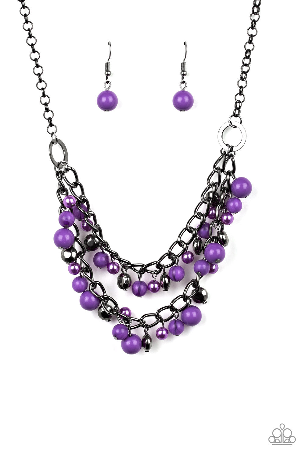 Paparazzi Accessories- Watch me Now - Purple & Gunmetal Necklace - Alies Bling Bar